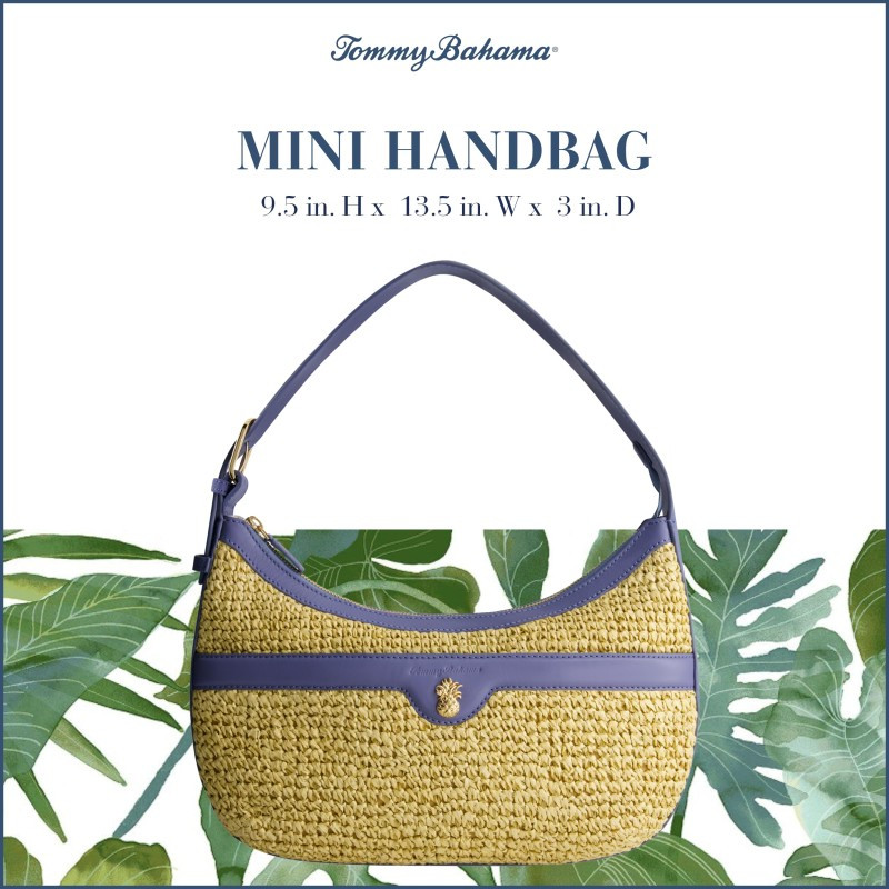 Mini sacola feminina Concept One Tommy Bahama com fecho de zíper e bolsa Hobo com design tecido, azul, azul