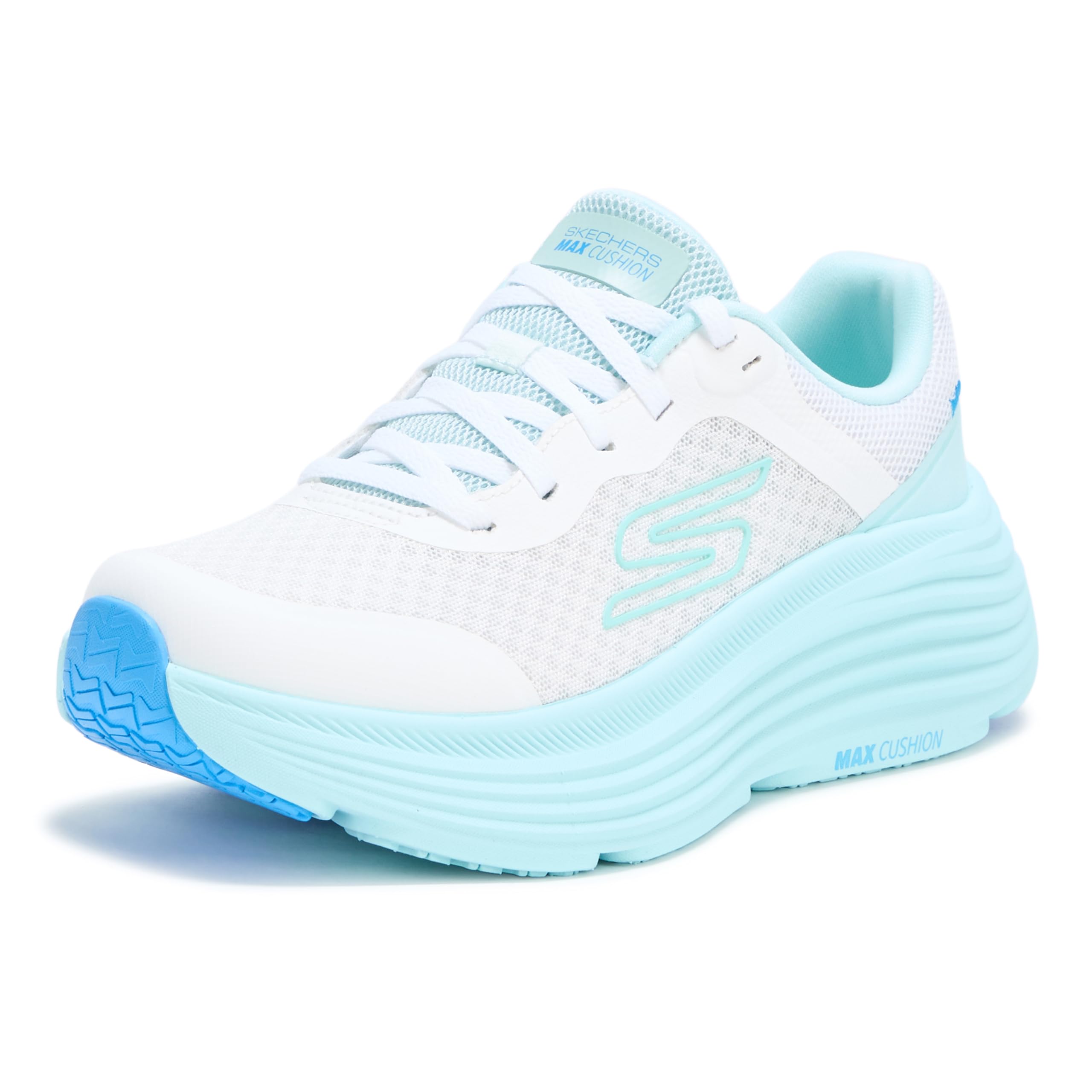 Amazon.com: Skechers Max Cushioning Endeavor Canova, tênis feminino, branco/azul-claro, 8.5: escritório