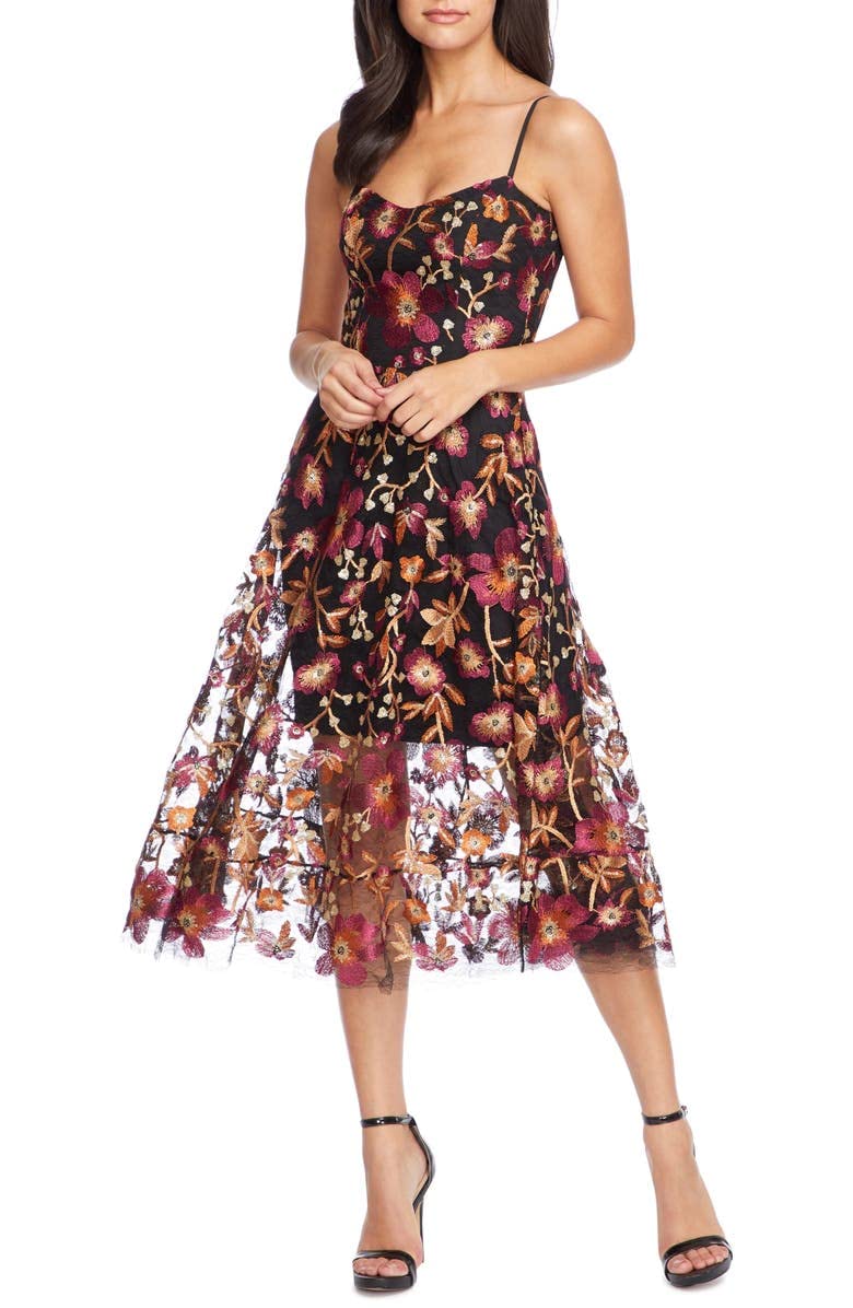 Dress the Population Vestido Uma Feminino, Marrom/Preto, Tamanho S: Roupas