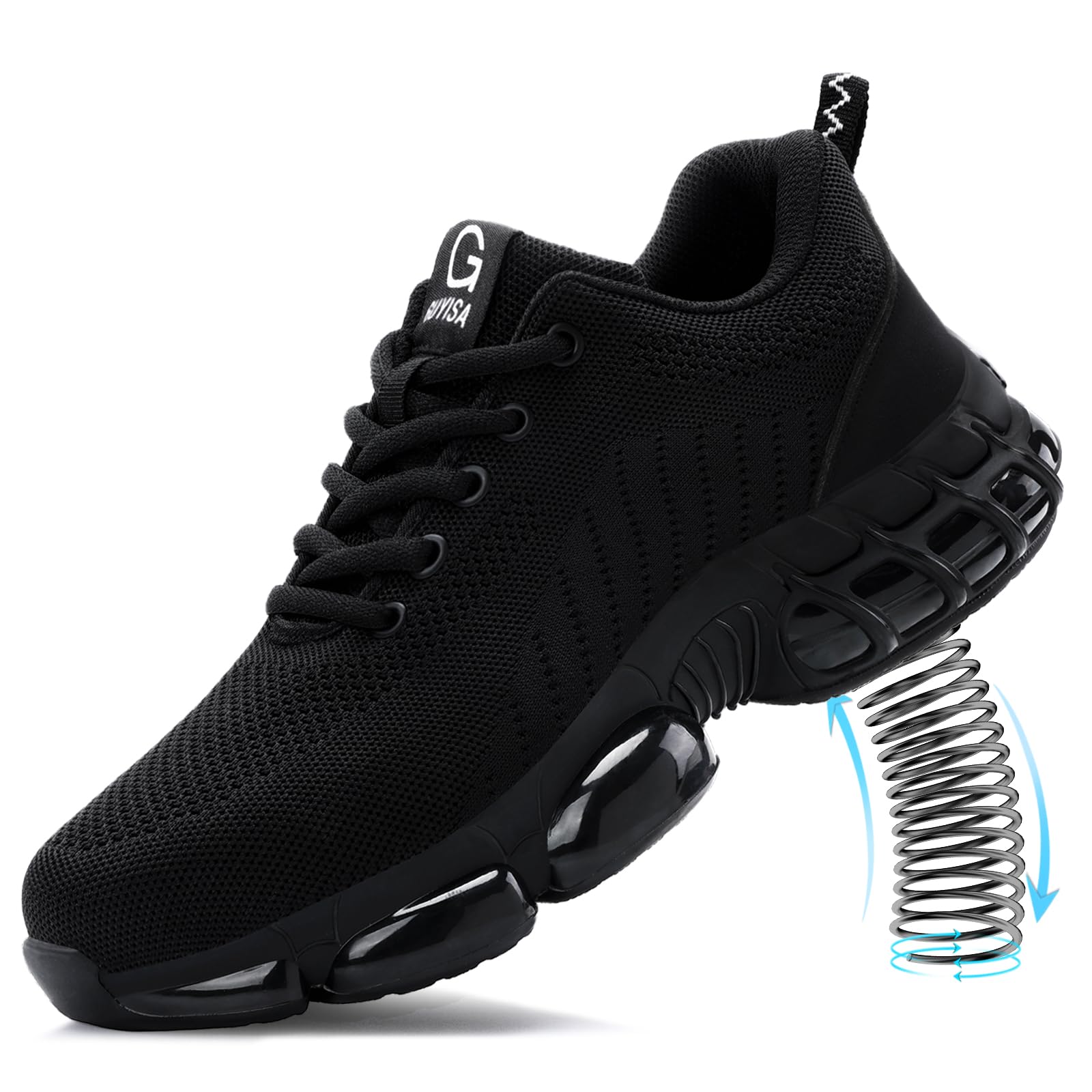 Amazon.com: TANIELD Sapatos com biqueira de aço para homens, sapatos leves de trabalho, tênis de segurança respirável Air Cu