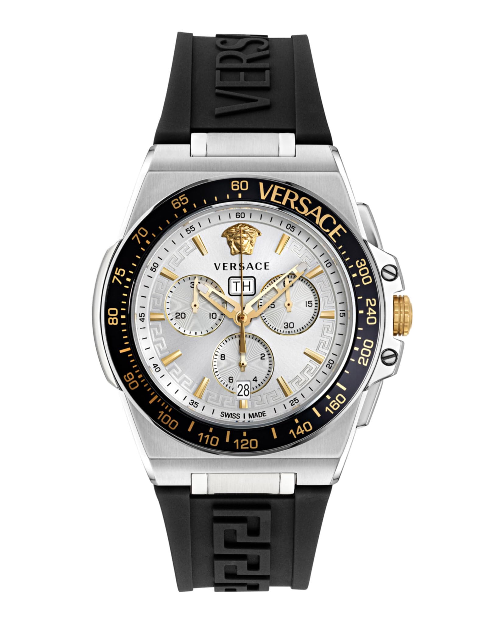 Relógio cronógrafo de quartzo suíço masculino Versace com pulseira de silicone VE7H00123: compre online pelo melhor preço i