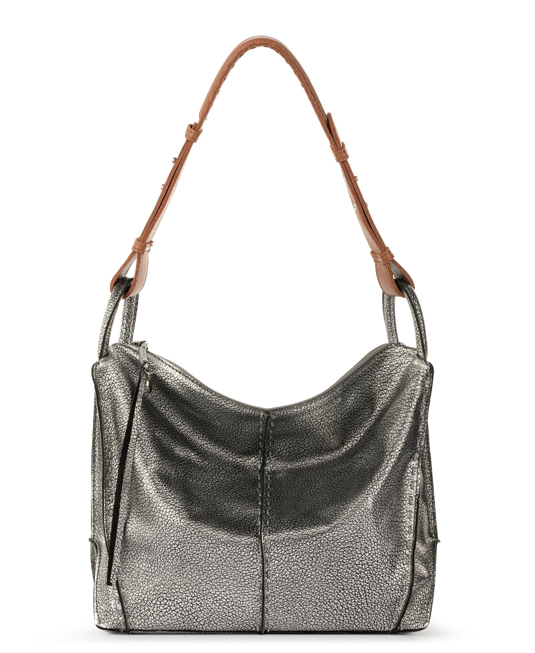 Amazon.com: The Sak Los Feliz hobo em couro, bolsa de ombro forrada, prata escuro: roupas e calçados