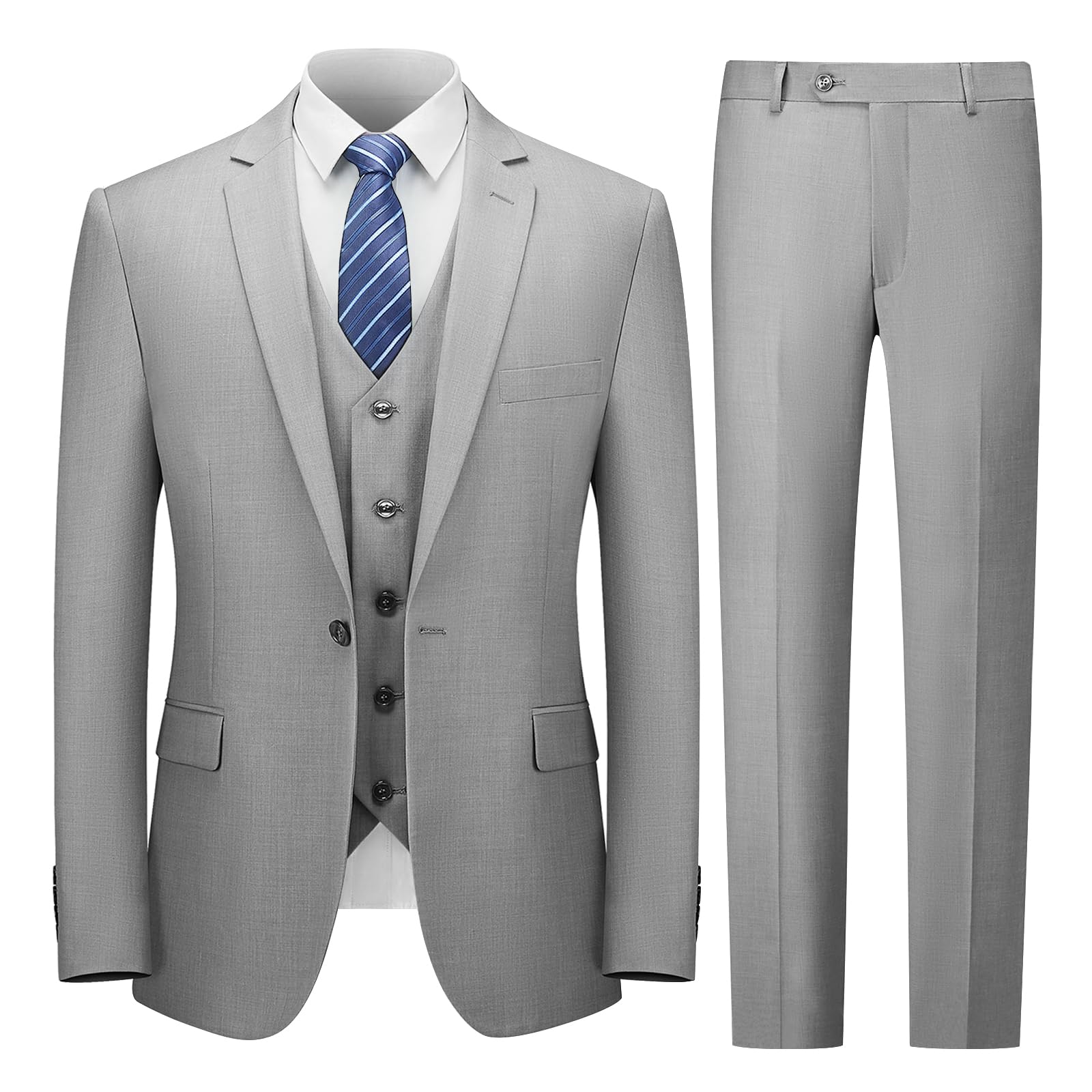 Cooper & Nelson Terno masculino Slim Fit 3 peças Ternos masculinos com um botão, jaqueta sólida, calças e colete